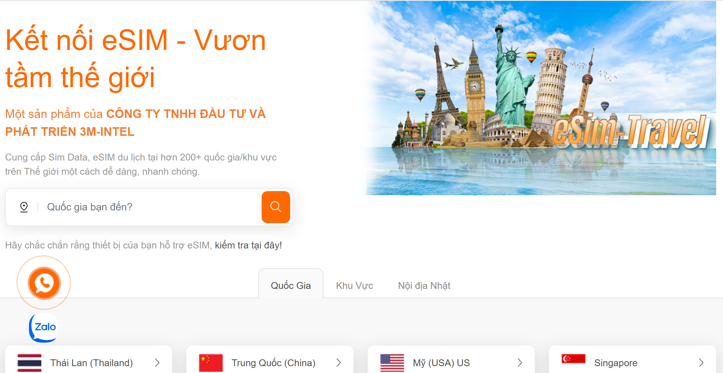 Giao diện website Esim Travels: https://esimtravels.vn/ 